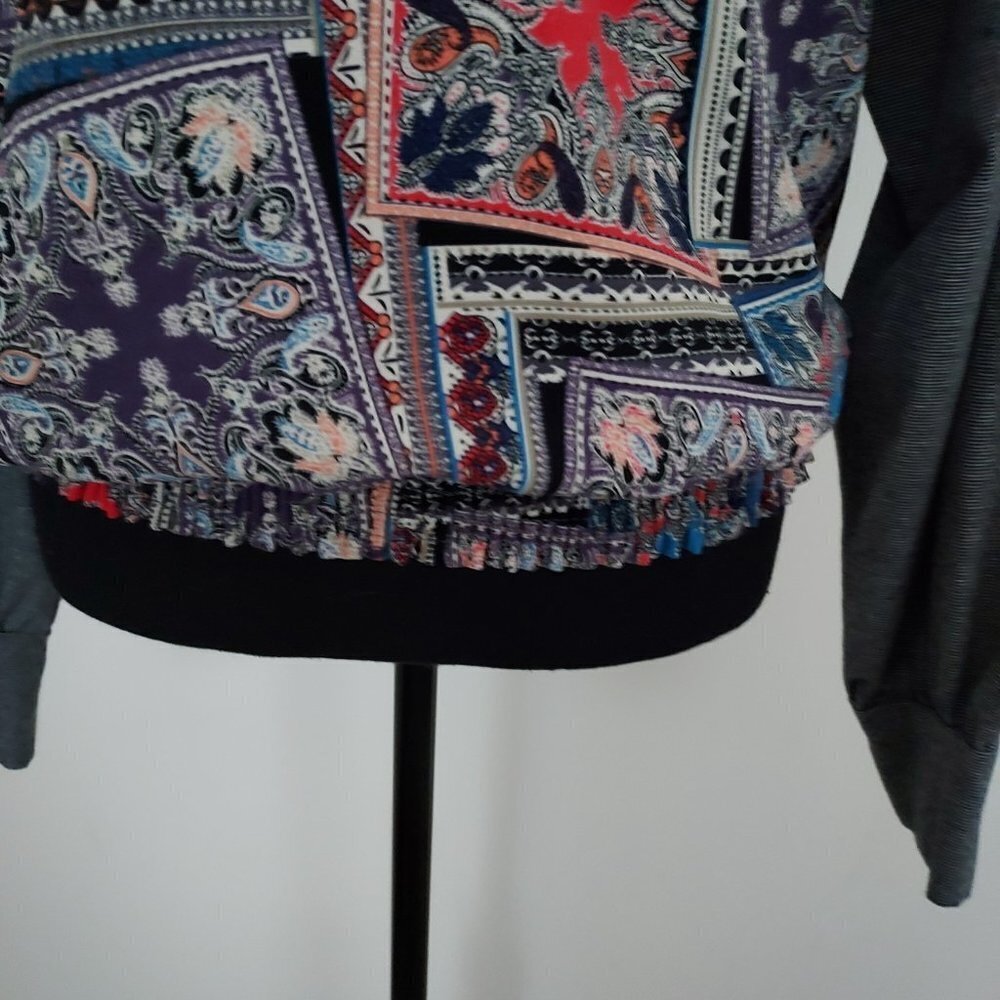 Oddy Gray Multicolor Patchwork Design Long Sleeve… - image 5